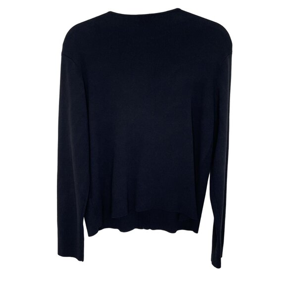 Eileen Fisher Black Ribbed Zip Front Cardigan, L - Picture 2 of 7